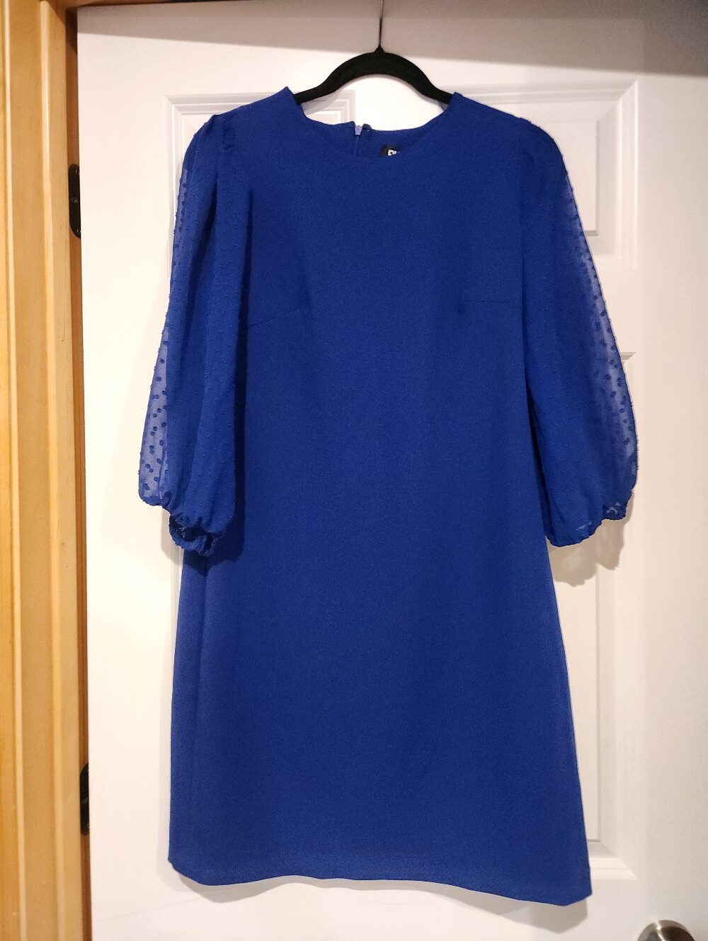 DKNY Cobalt Blue Puff-Sleeve Shift Dress